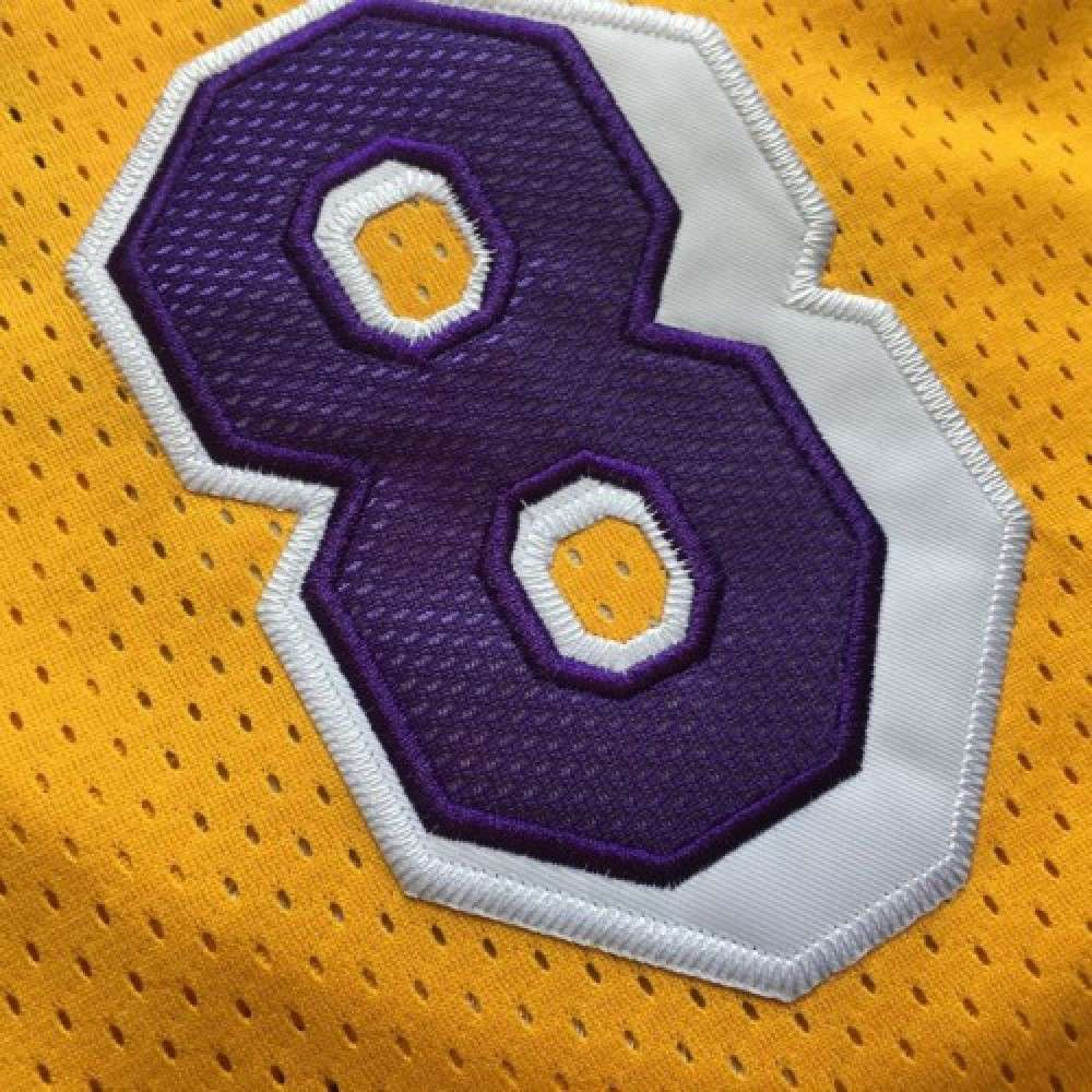 Men's Los Angeles Lakers Kobe Bryant #8 Throwback Yellow 1996-97 Hardwood Classics Jersey-Pro Kit Vault | Brand New 26/27 Sports Jerseys